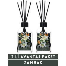 2 Li Avantaj Paket Zambak Oda Kokusu Bambu Çubuklu Esansiyel Uçucu Yağ 50 ml