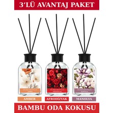 Manolya , Amber , AFR0DIZYAK Çubuklu Oda Kokusu Esansiyel Uçucu Yağ 50 ml x 3 Lü Set