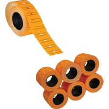 Kitabevimden Tanex Fıyat Etiketi Çizgili 12X21 Fosforlu Turuncu (6 Rulo)