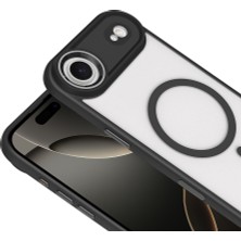 Kupa iPhone 17 Air Uyumlu Kılıf Metal Tuş Parlak Çerçeve Renkli Kenar Magsafe Şarj Kapak