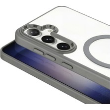 Kupa Samsung Galaxy S26 Uyumlu Kılıf Metal Tuş Parlak Çerçeve Renkli Kenar Magsafe Şarj Kapak