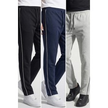 Veleno Erkek 3'lü Avantajlı Paket Boydan Biyeli Beli Lastikli Baggy Eşofman Altı