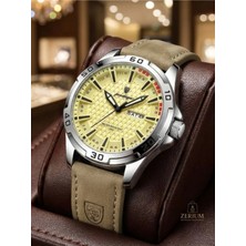 Zerium Erkek Quartz Pu Deri Kayış Saat 3ATM Suya Dayanıklı Gün & Tarihli Şık Model
