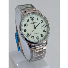 Vegans Çelik Kordonlu, Takvimli, Kadranı Fosforlu, 3 Atm Su Geçirmez, 2 Yıl Garantili Erkek Kol Saati