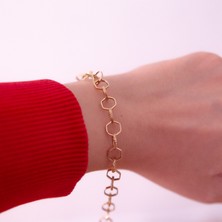 Adil İdil Kuyumculuk 14 Ayar Altın Altıgen Desenli Bileklik