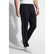 Veleno Erkek Siyah Boydan Biyeli Beli Lastikli Baggy Eşofman Altı