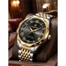 Zerium Erkek Lüks Çelik Saat Quartz Ipx4 Suya Dayanıklı Şık Modern Tasarım