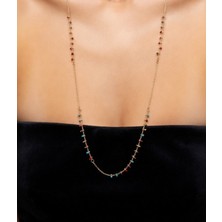 Derin's Design Art Yeni Sezon Doğal Taşlı Altın Kaplama Uzun Zincir Kolye