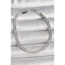 Store Mania Ieg™ Pirinç Gümüş Renk Zirkon Taşlı Su Yolu Model Kadın Bileklik - TJ-BB6724