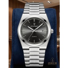 Zerium Erkek Su Geçirmez Çelik Şık Saat Takvimli Kuvars Trend