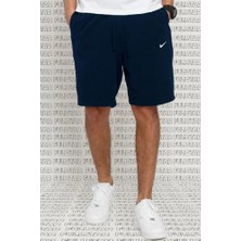 Nike Shorts Club Swoosh Jersey Unisex Yazlık Ince %100 Pamuklu Şort Lacivert