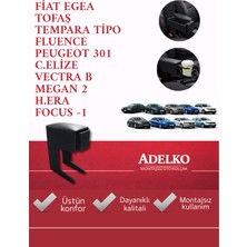 Fiat Egea-Fluence-Peugeot 301-FOCUS 1- Vectra B Uyumlu Kolçak Vidasız Bardaklıklı Açılır Kol Dayama
