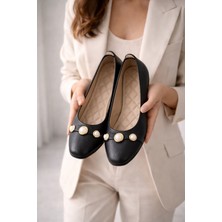 FootFrenzy Mono Kadın Babet Ayakkabı Inci Tokalı – Şık Günlük Kullanım, Konforlu Yumuşak Taban