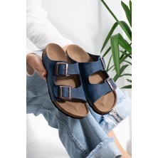 FootFrenzy Milano Çift Bantlı Tokalı Terlik | Rahat Taban Günlük Yazlık Sandalet - Terlik