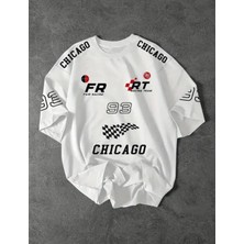 Punix Büyük Beden Özel Seri Chıcago 93 Baskılı %100 Pamuk Oversize Erkek Spor Battal T-Shirt