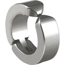 Calperia Erkek Küpesi - 1 Adet Çelik Kıstırmalı Küpe Paslanmaz Atmaz Çelik Gümüş Renk Küpe