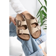 FootFrenzy Milano Çift Bantlı Tokalı Terlik | Rahat Taban Günlük Yazlık Sandalet - Terlik