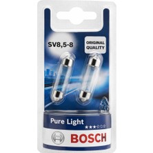 Bosch Ampul Pure Lıght 12V K10W (Sofıt 10W) 10 W Sv8.5-8 Tekli Ikili Paket, Pure Lıght