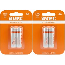 4 Adet Avec 1100 Mah Şarjlı Aa Kalem Pil(Ince Değildir.)