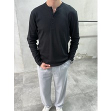 Difransel Jeans Erkek Slim Fit Düğmeli Yaka Fitilli Uzun Kollu  T-Shirt