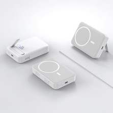 Data Store Juo 10000MAH Magsafe Powerbank Standlı PD20W Taşınabilir Kablosuz Hızlı Şarj Cihazı Beyaz