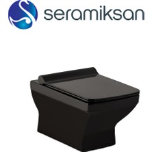 Seramiksan Silva Kanallı Parlak Siyah Asma Klozet A041043H, Seramiksan Silva Yavaş Kapak