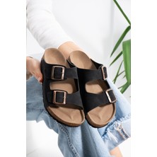 FootFrenzy Milano Çift Bantlı Tokalı Terlik | Rahat Taban Günlük Yazlık Sandalet - Terlik