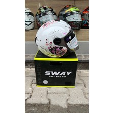 Sway Sw 715 Irıs Pink Yarım Kask(Ayna Vizörlü)