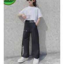 Punix Kids Özel Seri Kısa Kollu Yazlık Sokak Stili Hip Hop Ispanyol Paça Kız Çocuk Eşofman Takımı