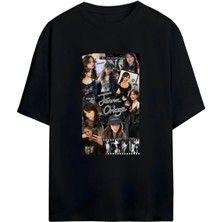 BarsDepo Jenna Ortega Baskılı Siyah Oversize Tişört Unisex Streetwear / Süpriz Hediyeli