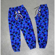 Velmora Fashion Pubg Bape x Shark Eşofman Altı - Mavi -