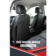 SacAyağı Kia Ev9 Uyumlu 2 Adet Gri Deri Gri Dikişli Araç Içi Koltuk Organizeri