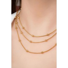 Zerium Altın Renk Kaplama Şık & Modern Kadın Dorika Kolye 316L Çelik