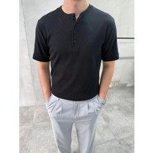 Difransel Jeans Erkek Slim Fit Düğmeli Yaka Fitilli Kısa Kollu T-Shirt