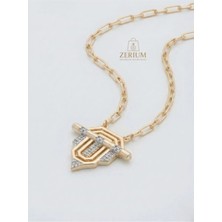 Zerium Işıltılı Geometrik Yeni Tarz Trend Altın Sarısı Renk Çelik Kadın Kolye