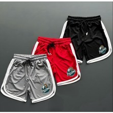 Erkek Yeni Sezon Premium Petek Kumaş 3'lü Flcn Baskılı Gym-Günlük Rahat Şort