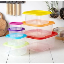 Veyla Style Iç Içe Geçebilen Sıkı Kapanma Gökkuşağı 7'li Saklama Kabı Toplam 13 Lt Hacim