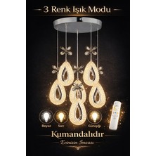 DAMLA KROM 6LI 3 REK LED ISIKLI Modern Sarkıt Mutfak Oturma Odası Salon Sarkıt Avize
