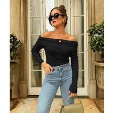  madonna yaka kaşkorse kadın body siyah