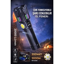 Favbox OR-G282 20000 Lümen Süper Güçlü Profesyonel Şarjlı El Feneri - 200W Güç , Powerbank Özellikli