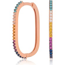 Gümüş Mix Taşlı Halka Küpe