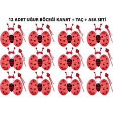 Nexgen Uğur Böceği Kostüm Seti - Kanat Taç Asa 3 Parça 12 Adet