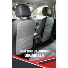SacAyağı Chevrolet Captiva Uyumlu 2 Adet Gri Deri Gri Dikişli Araç Içi Koltuk Organizeri