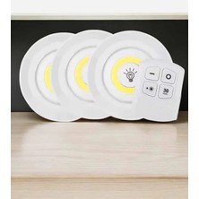 Lims Store Spot Lamba LED Işık 3'lü Uzaktan Kumandalı Pilli Yapışkanlı Kablosuz