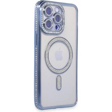 Lims Store Newface iPhone 15 Pro Kılıf Joke Simli Magneticsafe Kılıf - Mavi