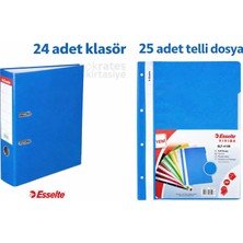 Esselte Mavi Geniş Klasör 24 Adet +Mavi Telli Dosya 25 Adet