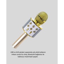 Lims Store Karaoke Mikrofonu Bluetooth USB Aux Girişli Yankı Efektli