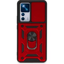 Lims Store Newface Xiaomi Mi 12T Pro Kılıf Pars Lens Yüzüklü Silikon - Kırmızı