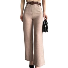 Lims Store Keten Pantolon Beli Kemerli  - Kahve