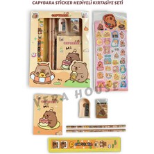 Vera House Capybara Model Sticker Hediyeli Kırtasiye Seti - Capy Bara Kalem Silgi Not Defterli Set